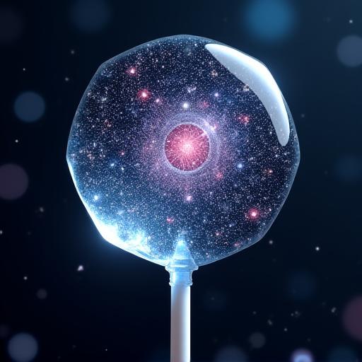 우주를 담은 투명한 롤리팝 (A transparent lollipop containing a galaxy)