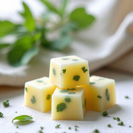 허브 잎이 들어간 수제 캔디 (Handmade candies with herb leaves)